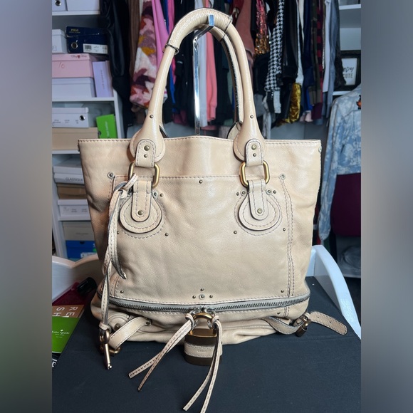AUTHENTIC CHLOE LEATHER PADDINGTON SHOPPER TOTE HANDBAG - Picture 1 of 17